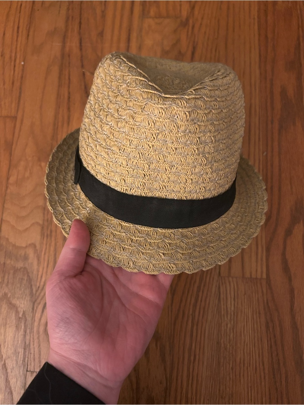 Brown Y2K/Early 2000s/Early 00s Inspired Tan Fedora W/ Black Ribbon Detail